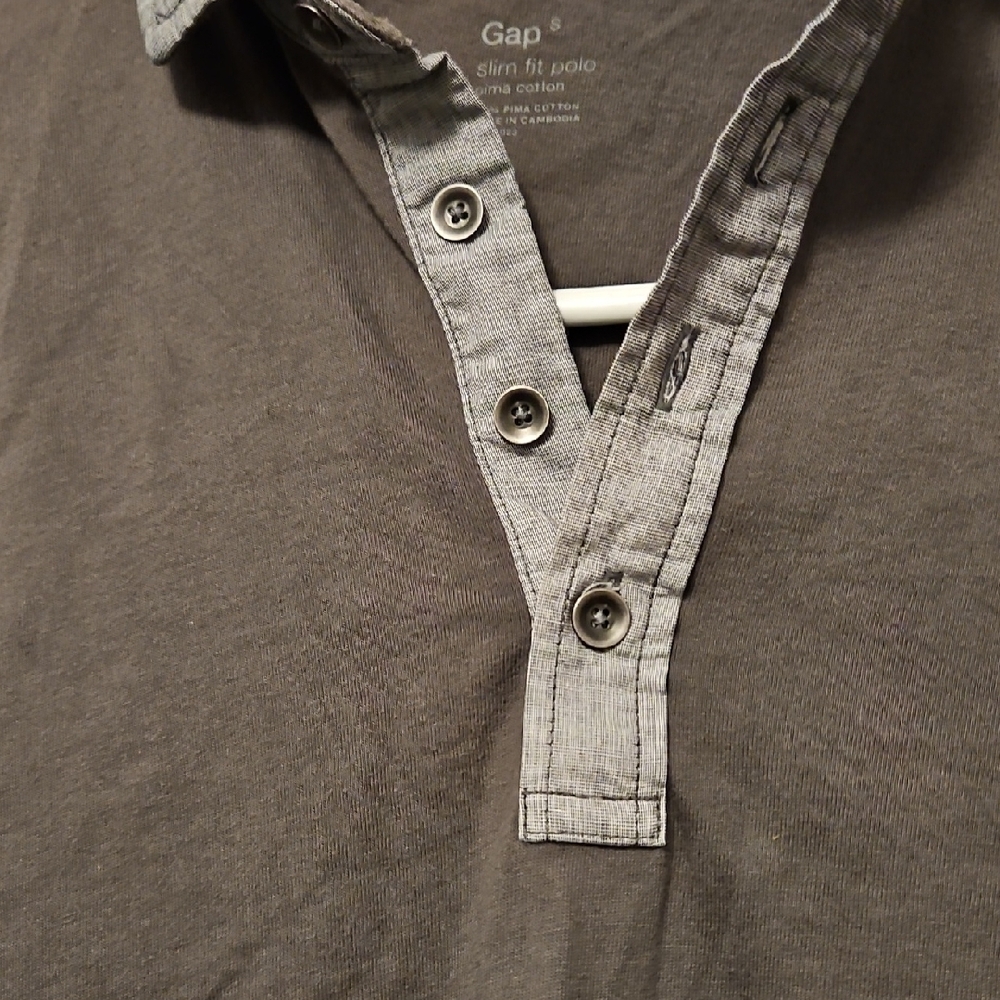 GAP Men's Dark Brown Long Sleeve Polo - Picture 4 of 4